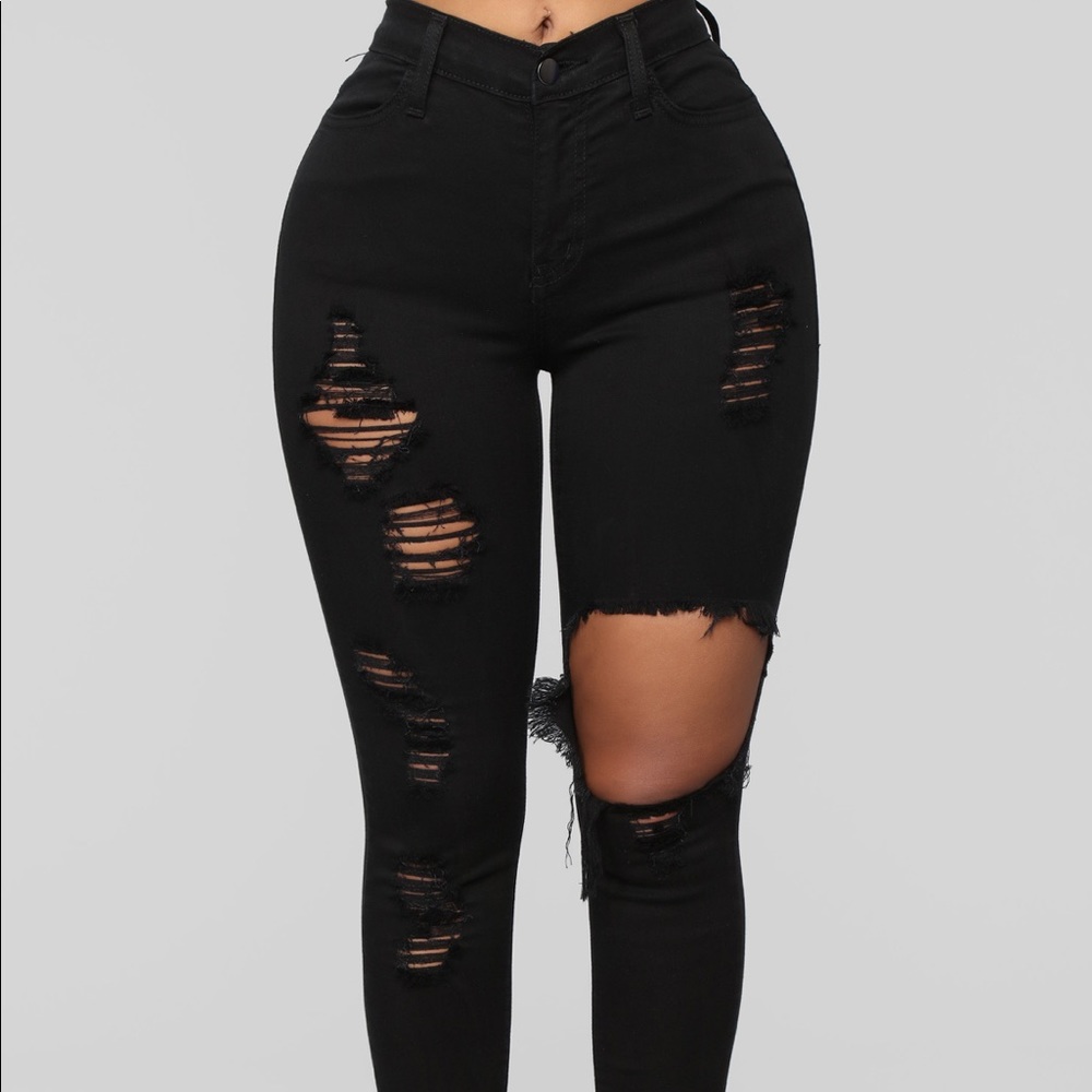 Fashion nova glistening distressed jeans